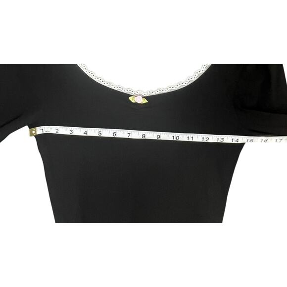 Pretty Garbage Top Womens M Black Ribbed Knit Scoop Neck Dainty Lace Feminine - Picture 8 of 15